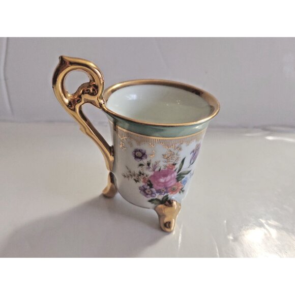 Set of Two Small Hand Painted Gold Gilded Decorative Mugs by Birdland - Picture 5 of 16